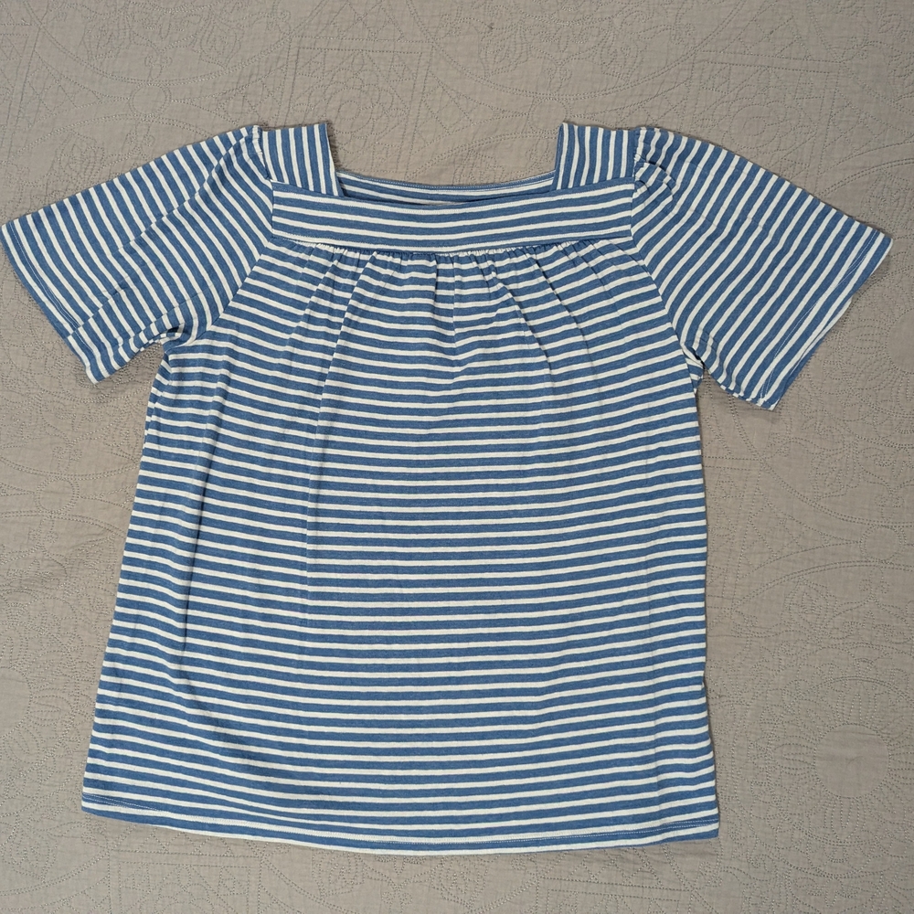 Croft & Barrow Navy Striped Short Sleeve Top